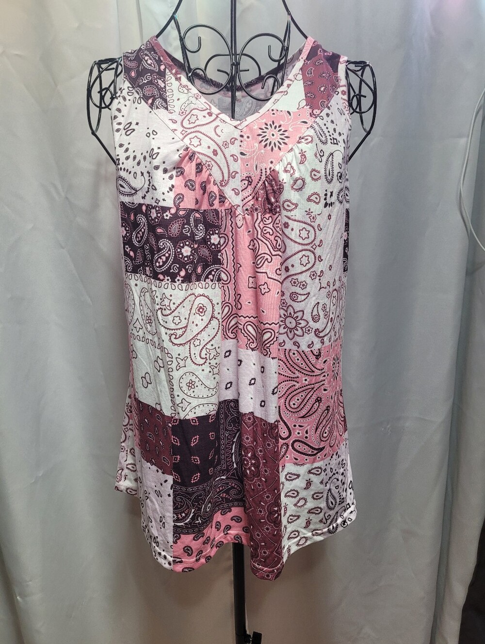 Amazon Women's Pink Patchwork Paisley V-Neck Camisole